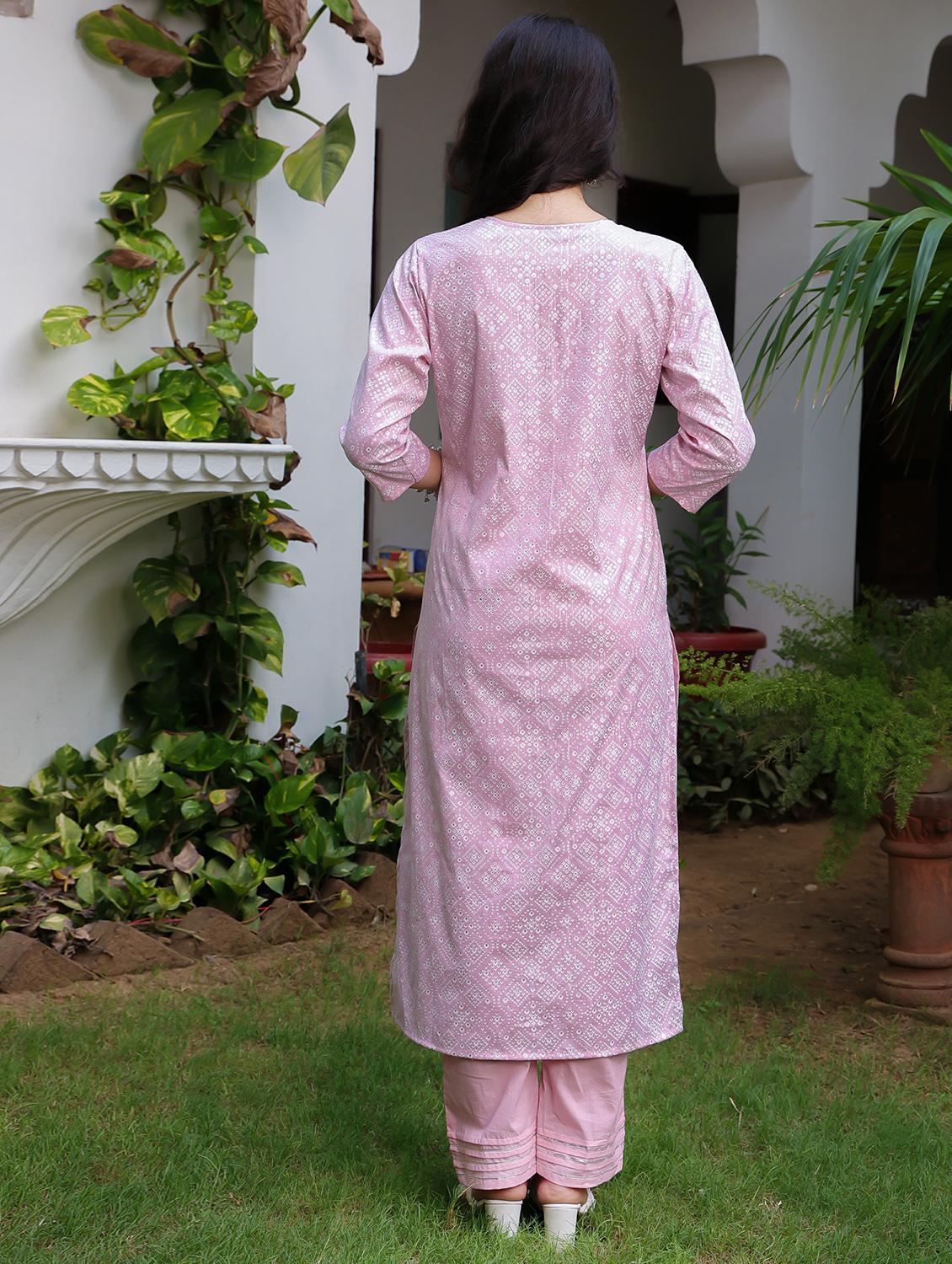 pink printed kurta dupatta set - 19169766 - Zoom Image - 2