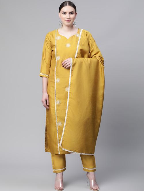 embroidered work chiffon straight kurta - 19169796 - Very Small Image - 1