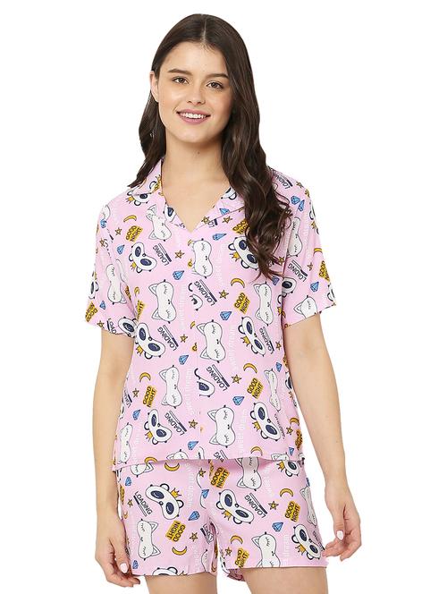 printed top and short nightwear set - 19170981 - Very Small Image - 1