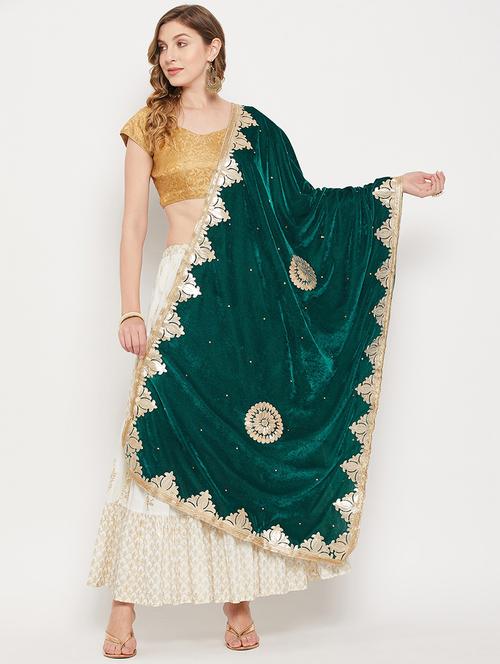green velvet dupatta - 19172132 - Very Small Image - 1