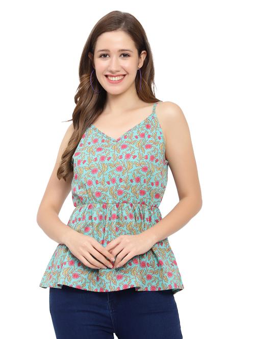 women's peplum shoulder strap top - 19172175 - Very Small Image - 1