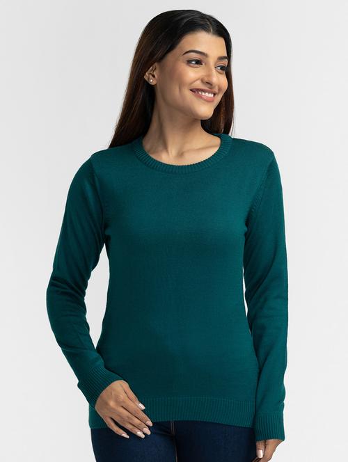 round neck solid pullover - 19172930 - Very Small Image - 1
