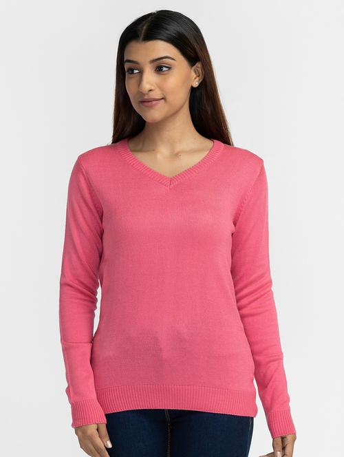 v-neck solid regular pullover - 19172932 - Very Small Image - 1