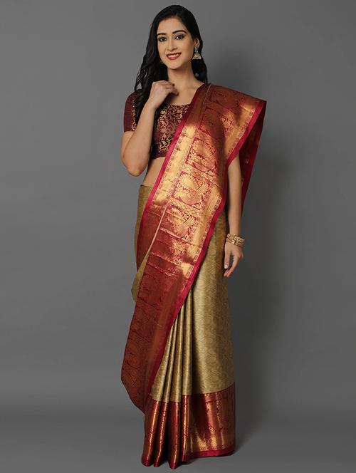 self design woven saree with blouse - 19176408 - Very Small Image - 1