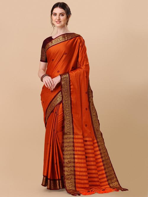 self design woven saree with blouse - 19176467 - Very Small Image - 1