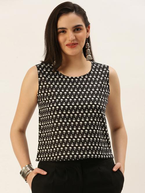 round neck printed crop top - 19177105 - Very Small Image - 1