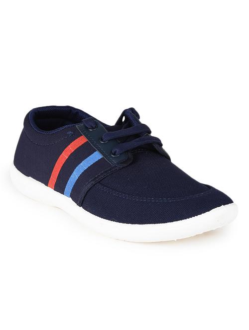 navy blue striped lace up casual shoes - 19177980 - Very Small Image - 1