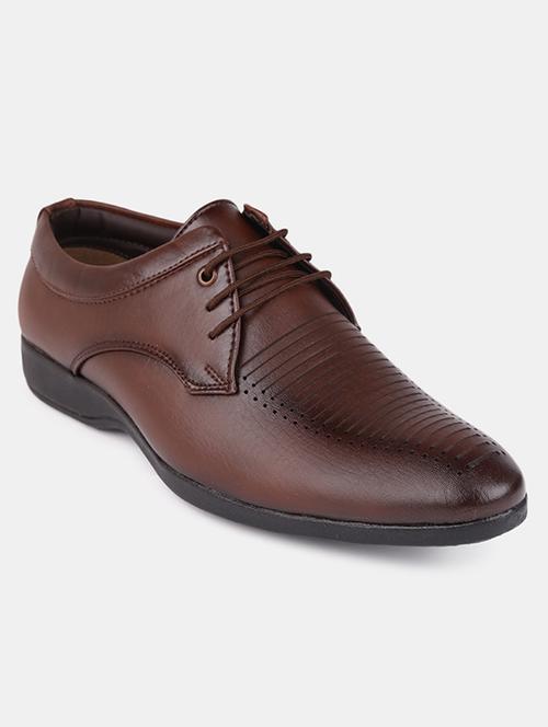 brown pu laceup derbies - 19178074 - Very Small Image - 1