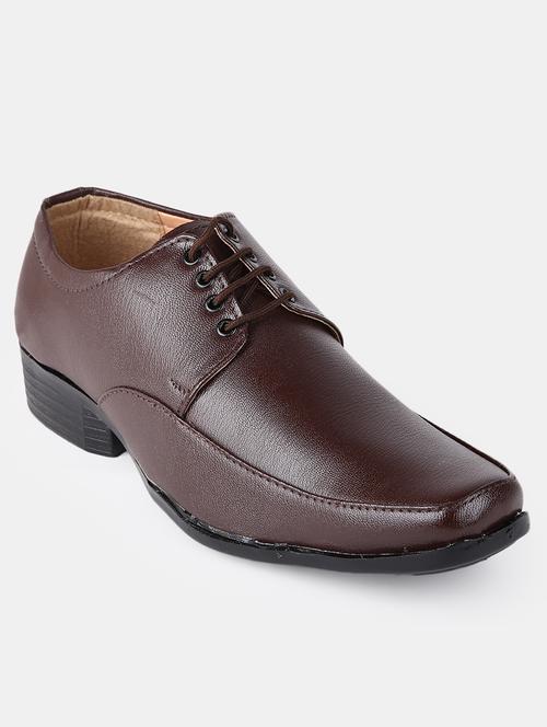 brown synthetic & mesh laceup derbies - 19178142 - Very Small Image - 1