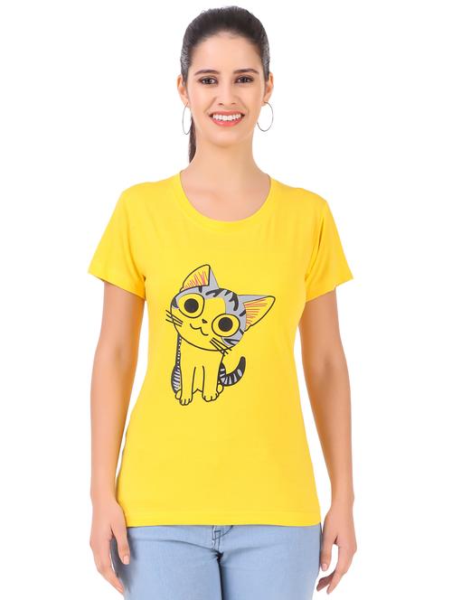 yellow printed regular tee - 19178405 - Very Small Image - 1