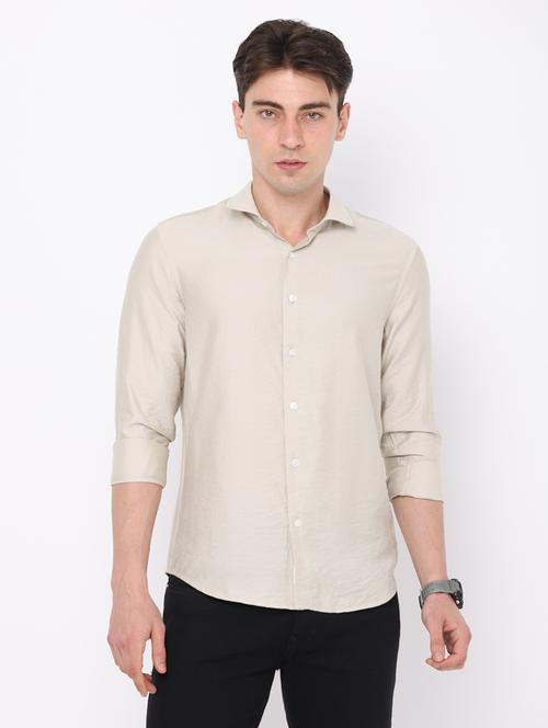 beige cotton casual shirt - 19179007 - Very Small Image - 1