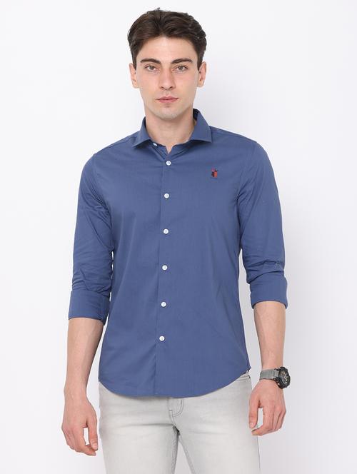 blue cotton casual shirt - 19179011 - Very Small Image - 1