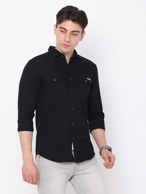 black cotton casual shirt - 19179028 - Very Small Image - 1