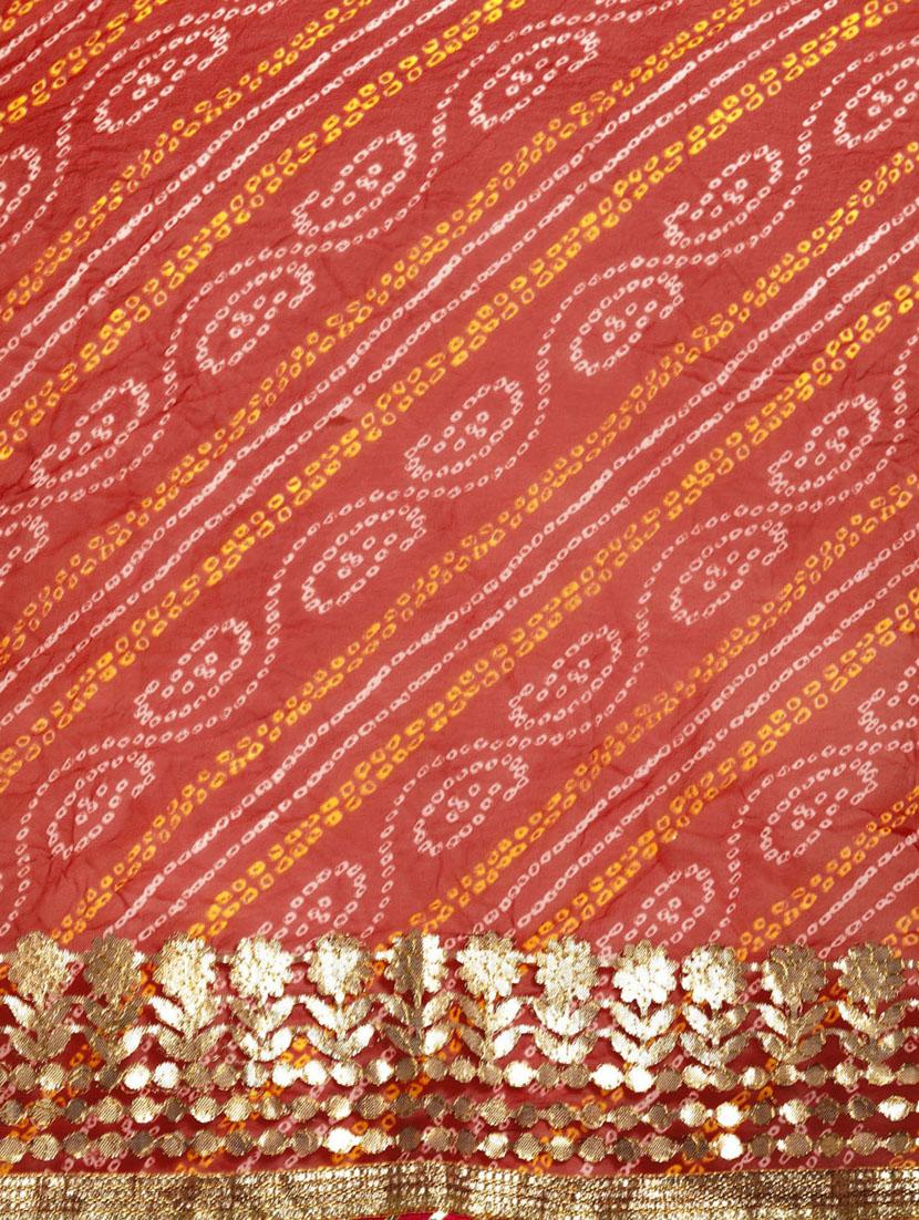 women bandhani printed bordered saree with blouse - 19179067 - Zoom Image - 3