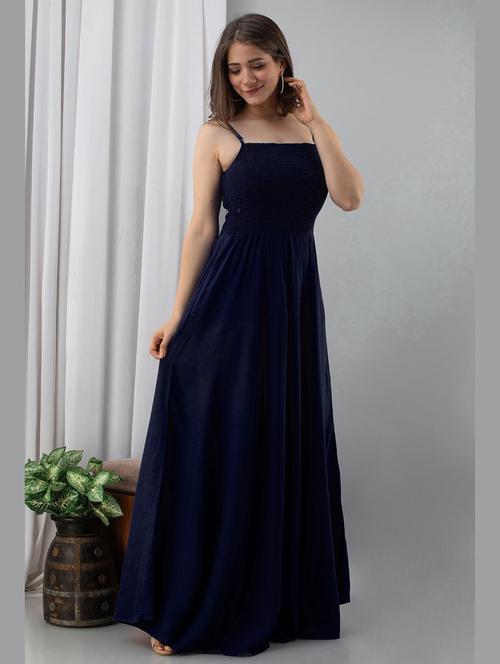 navy blue solid maxi dress - 19179930 - Very Small Image - 1