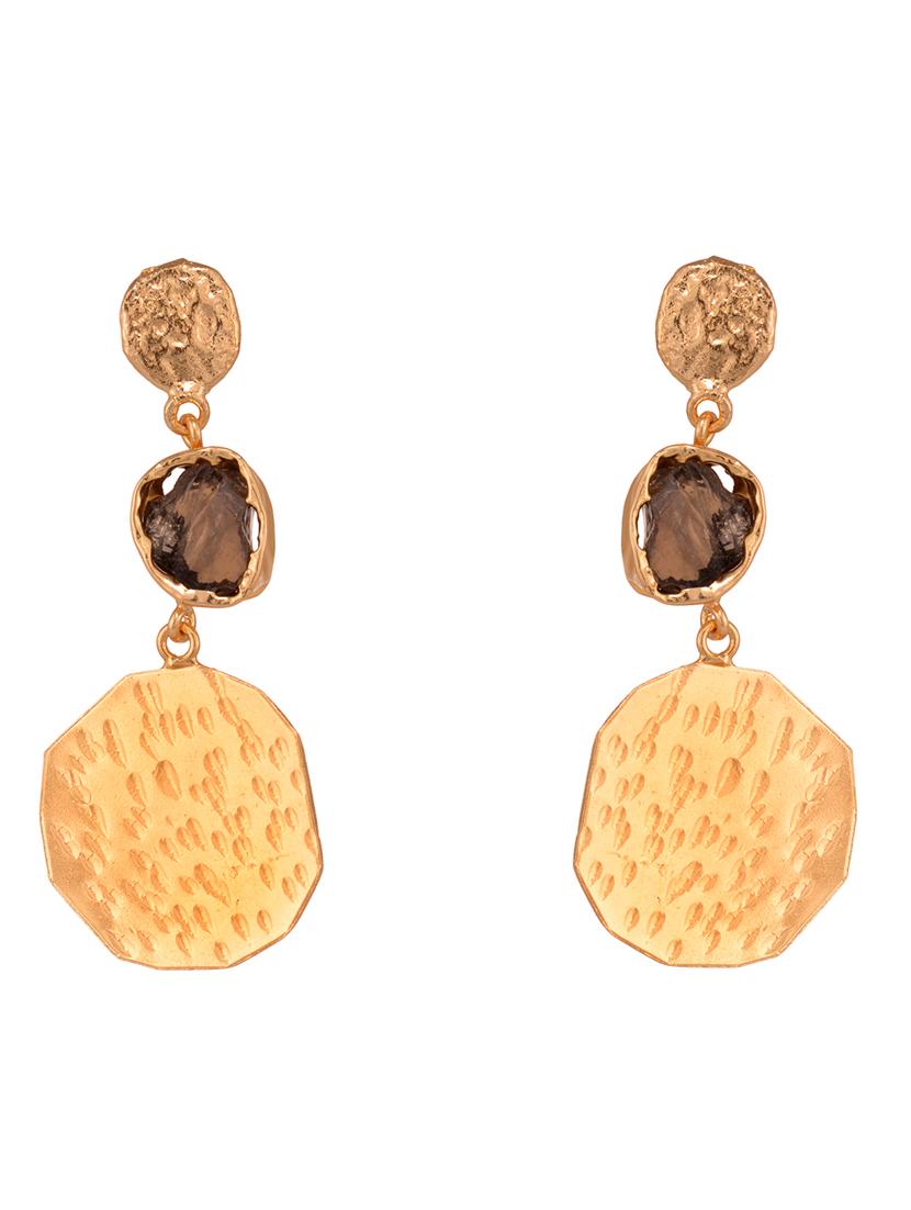 gold plated contemporary handcrafted drop earrings - 19180064 - Standard Image - 2