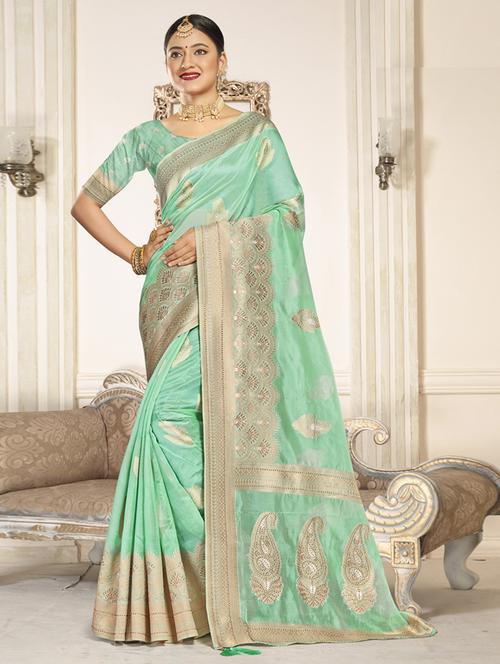 ethnic wear green color saree set with blouse - 19183460 - Very Small Image - 1