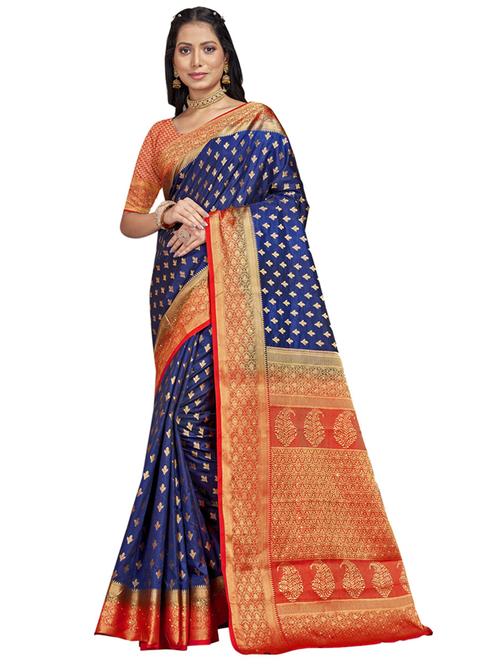 self design woven saree with blouse - 19183753 - Very Small Image - 1