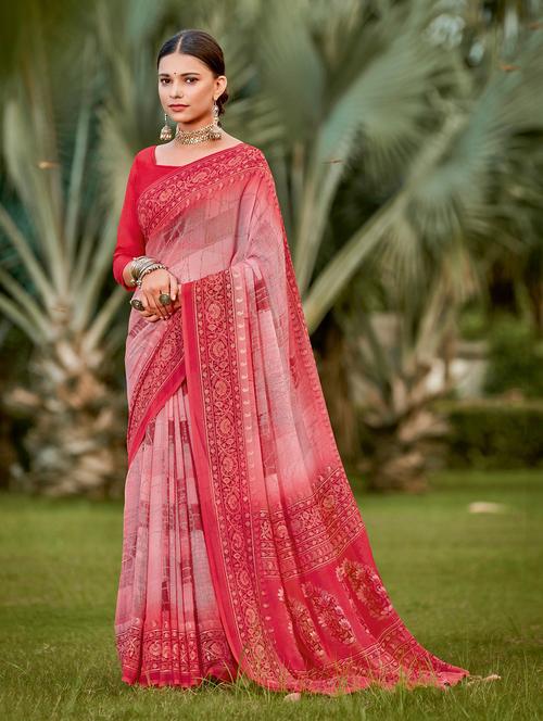 ethnic wear red color saree set with blouse - 19184541 - Very Small Image - 1