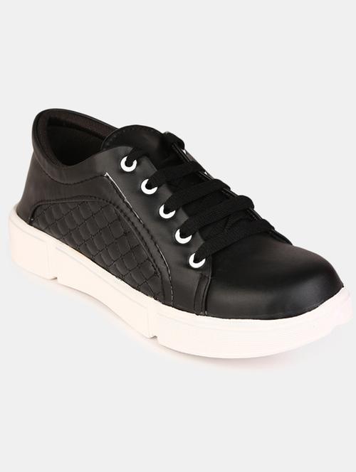 black synthetic & mesh laceup sports shoes - 19185130 - Very Small Image - 1