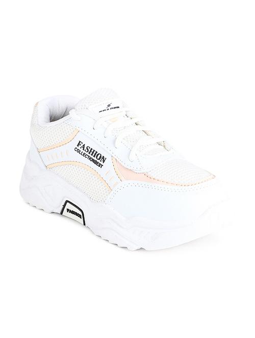 white synthetic & mesh laceup sports shoes - 19185148 - Very Small Image - 1