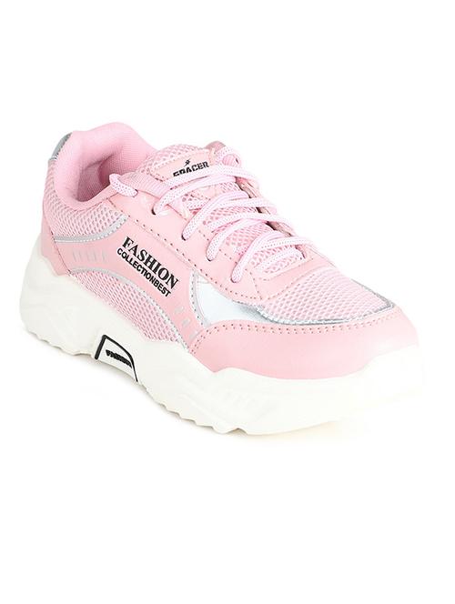 pink synthetic & mesh laceup sports shoes - 19185149 - Very Small Image - 1