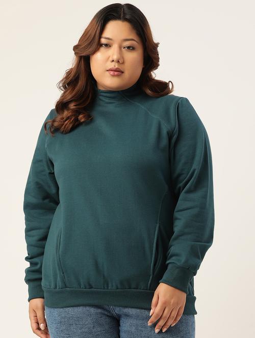 high neck solid plus sweatshirt - 19185942 - Very Small Image - 1