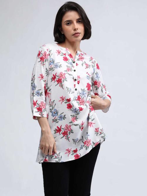 white printed top - 19187429 - Very Small Image - 1