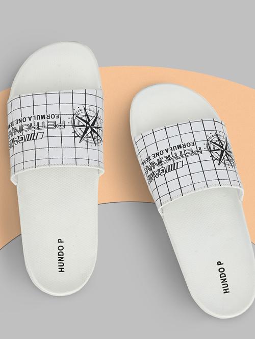 white synthetic & mesh slip on slippers - 19190371 - Very Small Image - 1