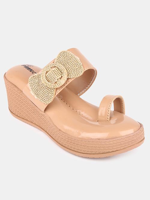 beige solid leatherette heels - 19194005 - Very Small Image - 1