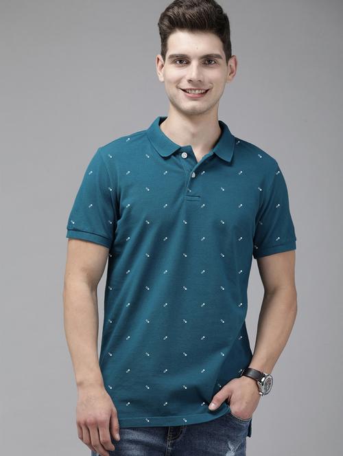 blue printed polo t-shirt - 19196031 - Very Small Image - 1