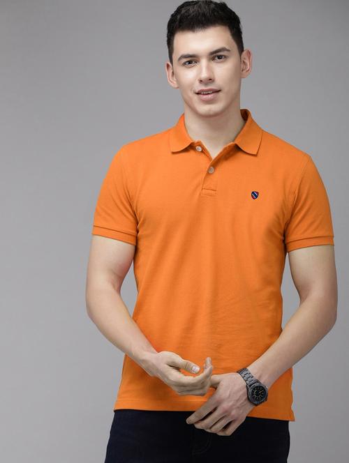 orange solid polo t-shirt - 19196039 - Very Small Image - 1