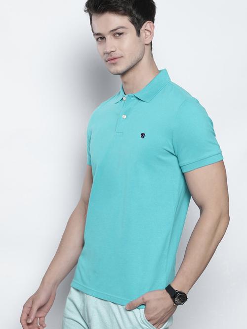 blue solid polo t-shirt - 19196045 - Very Small Image - 1