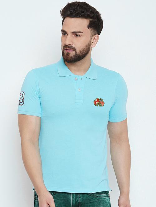 blue solid polo t-shirt - 19196059 - Very Small Image - 1