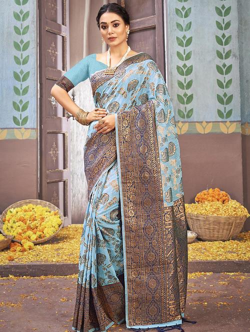 women's banarasi saree - 19197185 - Very Small Image - 1
