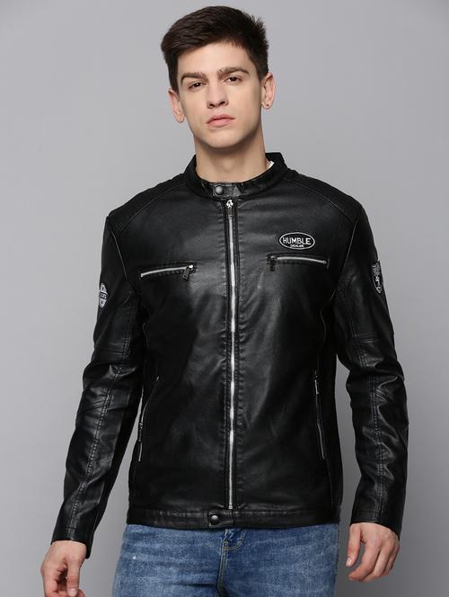 black solid casual jacket - 19197395 - Very Small Image - 1