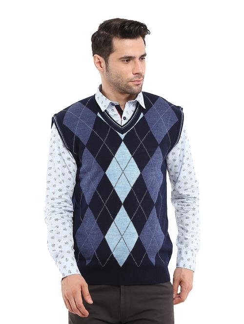 v-neck self design pullover - 19197519 - Very Small Image - 1