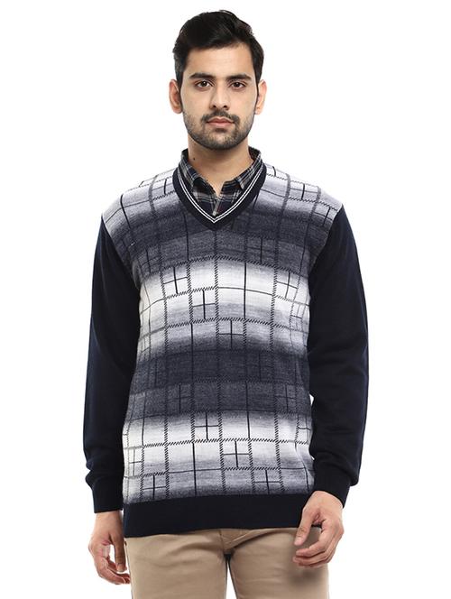 v-neck self design pullover - 19197549 - Very Small Image - 1