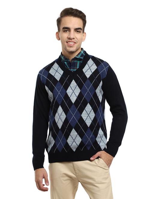 v-neck self design pullover - 19197564 - Very Small Image - 1