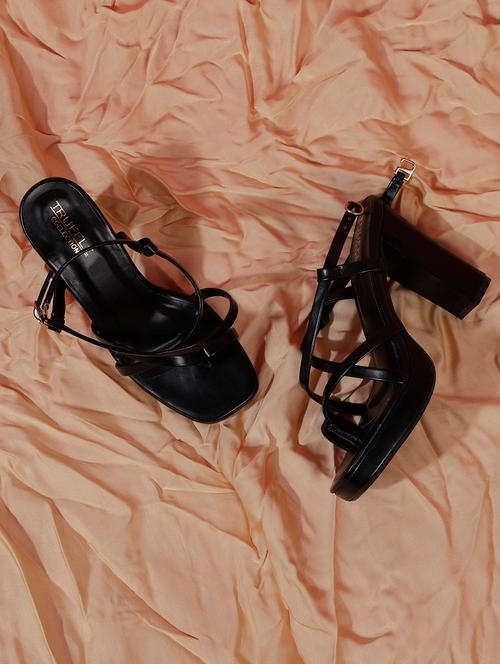 black pu ankle strap sandals - 19197751 - Very Small Image - 1