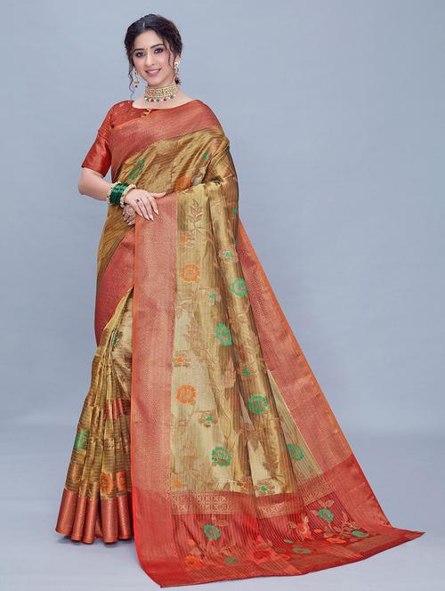 self design printed  kanjivaram saree with blouse - 19198097 - Very Small Image - 1
