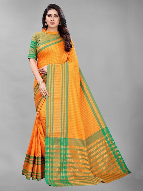 self design woven saree with blouse - 19198183 - Very Small Image - 1