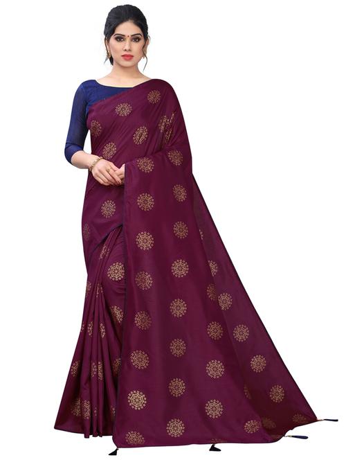 purple self design saree with blouse - 19198785 - Very Small Image - 1