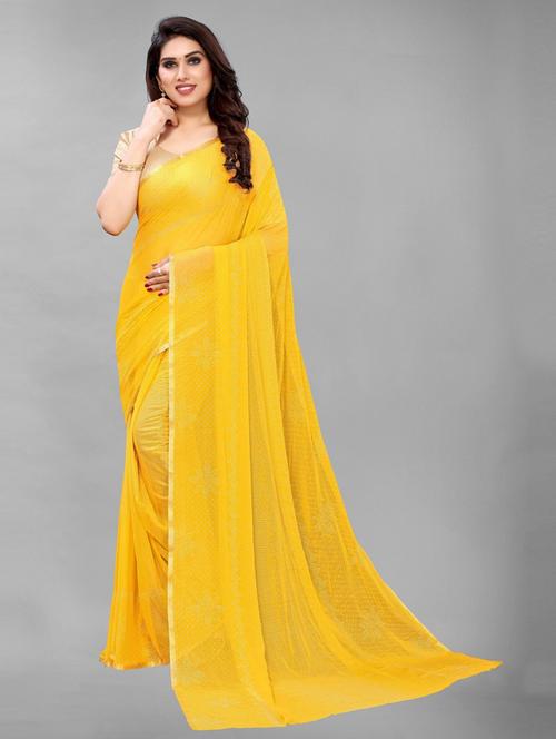 yellow solid saree - 19198977 - Very Small Image - 1