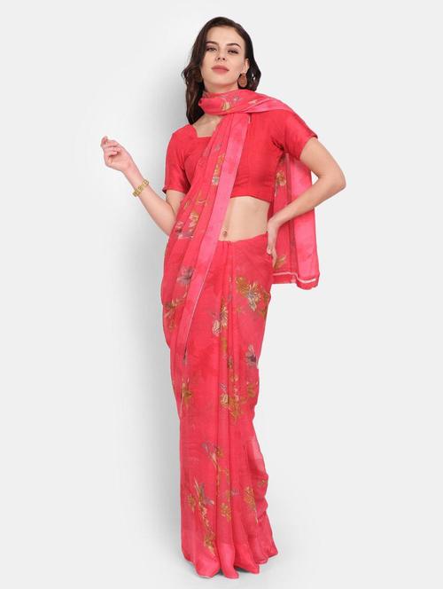 ethnic wear red colored saree set with blouse - 19199119 - Very Small Image - 1