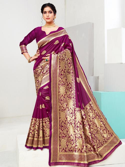 self design woven saree with blouse - 19200029 - Very Small Image - 1