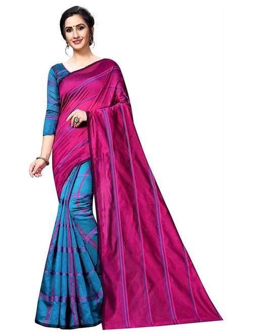 checkered half & half saree - 19200198 - Very Small Image - 1