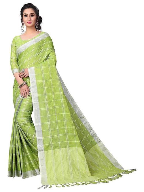 check printed saree with blouse - 19200267 - Very Small Image - 1