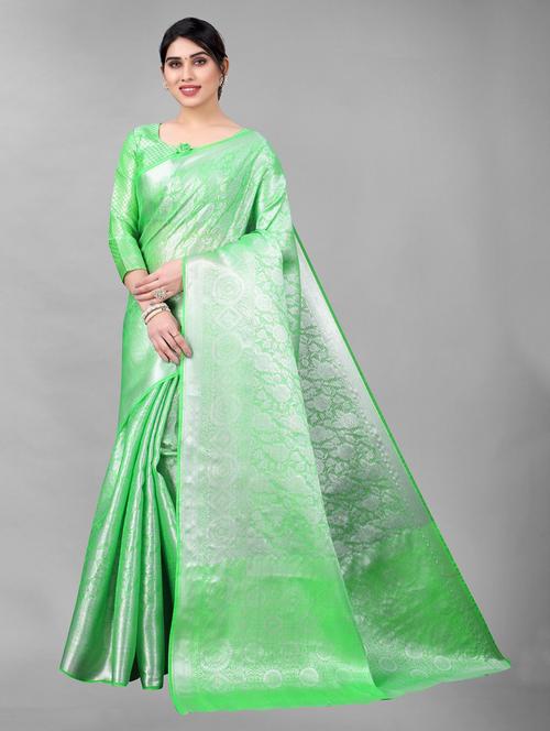 self design woven saree with blouse - 19200370 - Very Small Image - 1