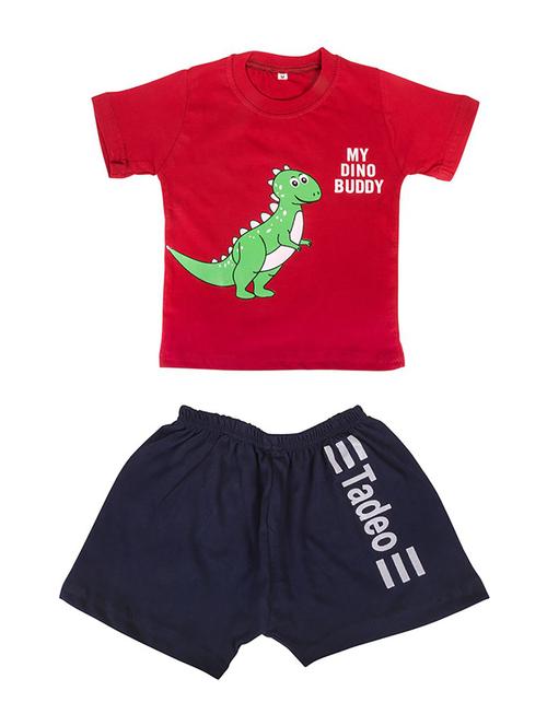 Boys Round Neck Printed Shorts Set - 19201454 - Very Small Image - 1